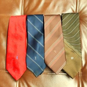 Bundle lot of 4 vintage ties - YSL, YSL, Dior, Givenchy